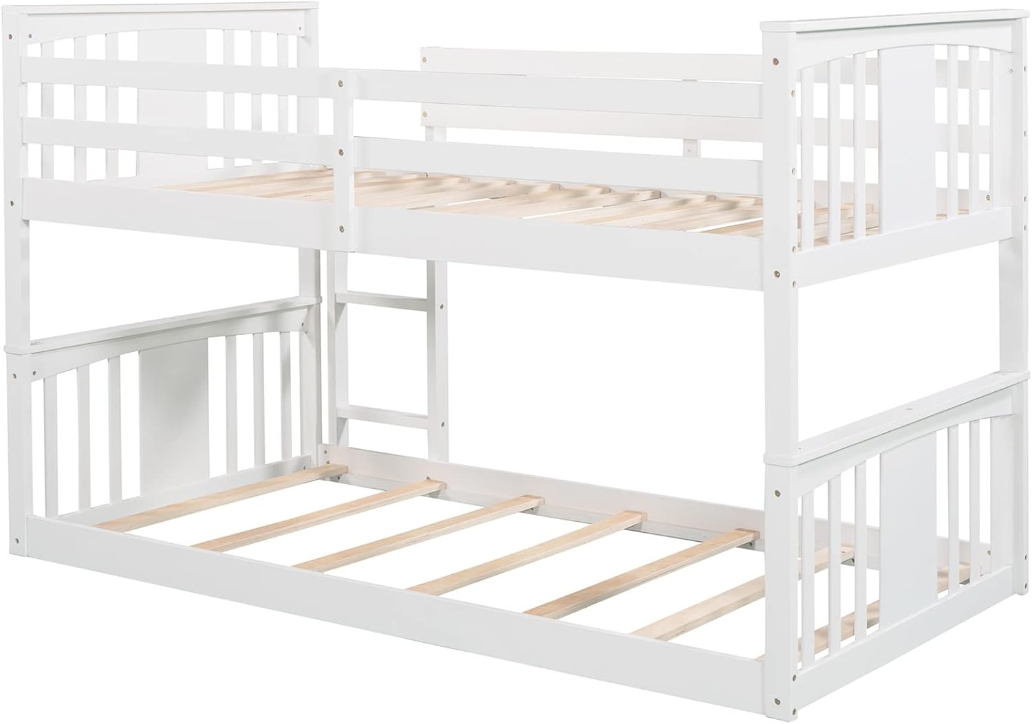 Twin over Twin Bunk Bed Frame for Kids Bedroom, White A95334