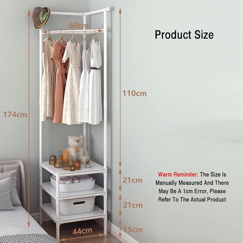 Corner Coat Rack, 3-Tier Hall Tree Stand with Storage, Gray O738