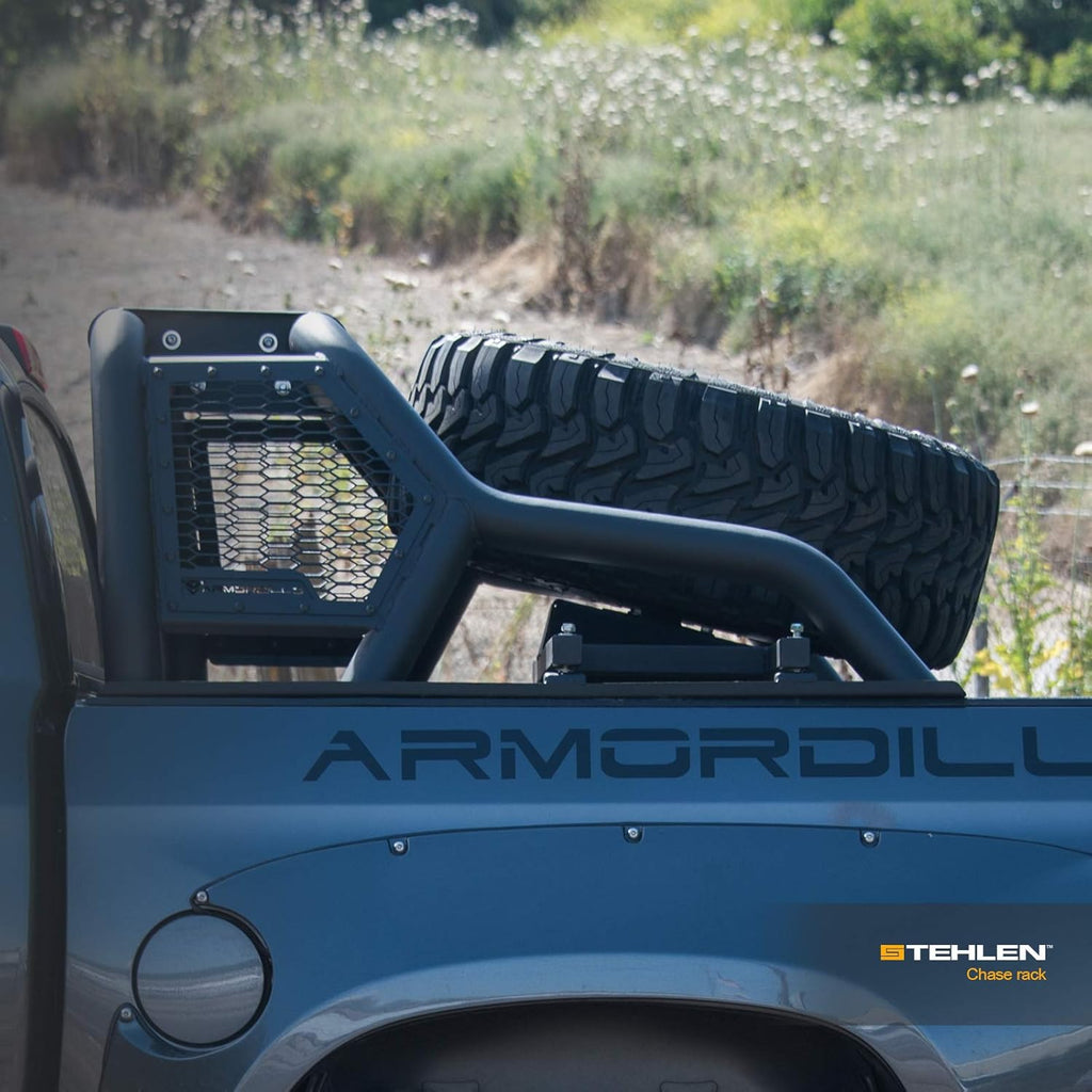 Chase Rack Truck Bed Roll Bar with Tire Carrier - Matte Black S301