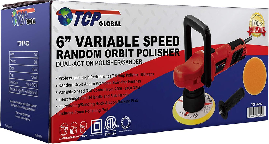 6" Variable Speed Random Orbit Polisher with 6 Pad Buffing Kit W227