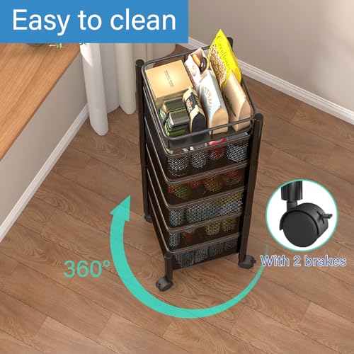 5 Tier Rolling Storage Cart with Wheels for Kitchen and Bathroom K950149