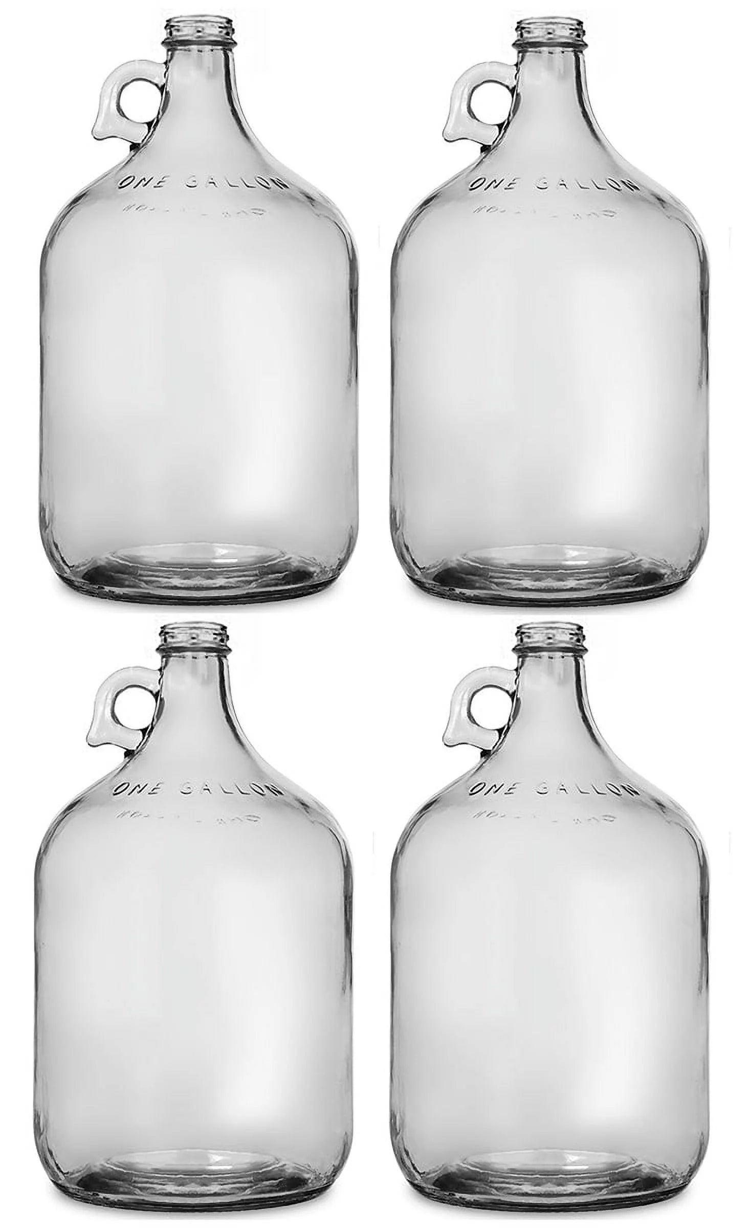 Glass Water Bottle with Metal Screw Cap, 1 gal, 4-Pack C42784