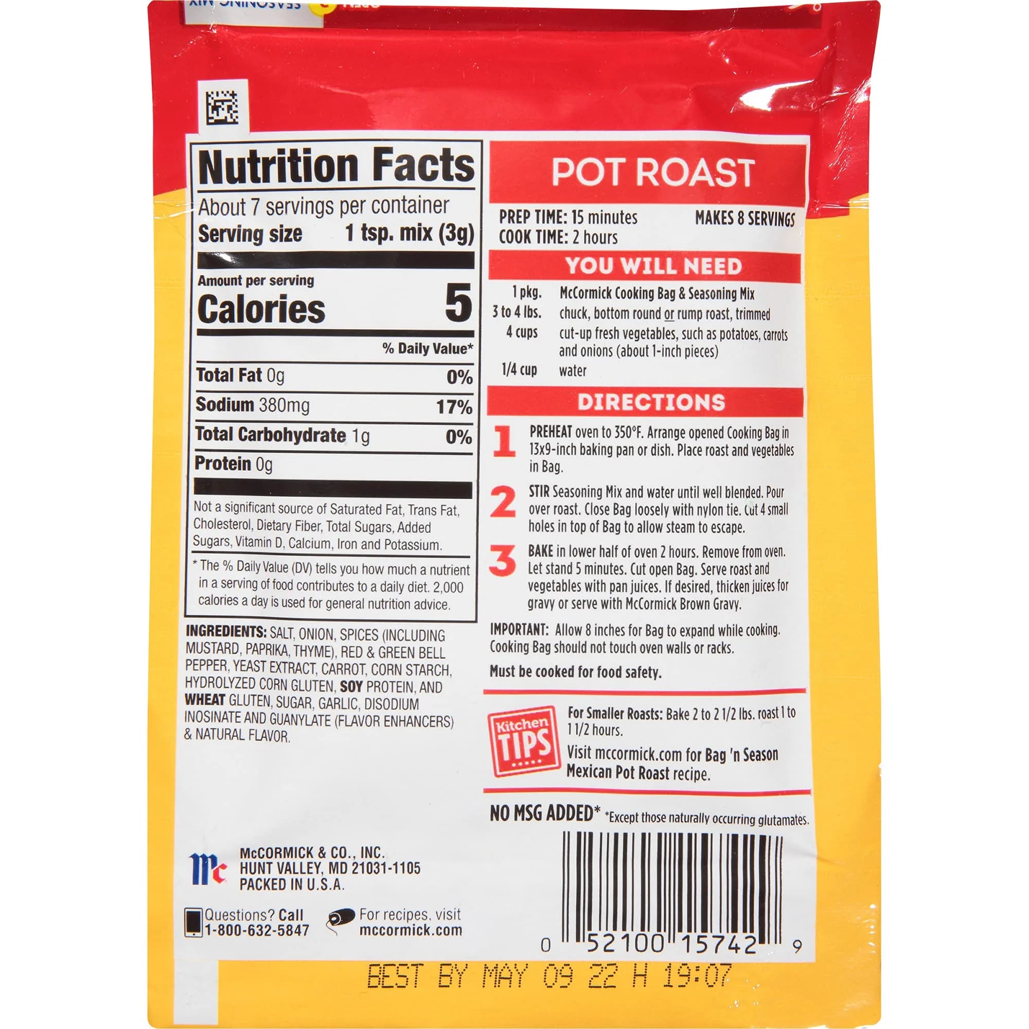 Pot Roast Seasoning Bag, 0.81 oz, 6 Pack F147