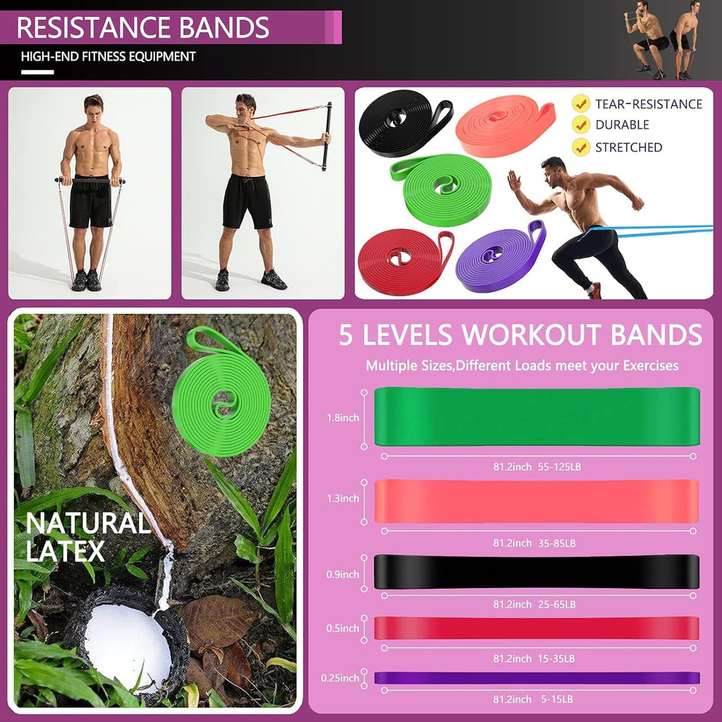 Resistance Bands Bar Set for Home Strength Training Full Body Workout H57427