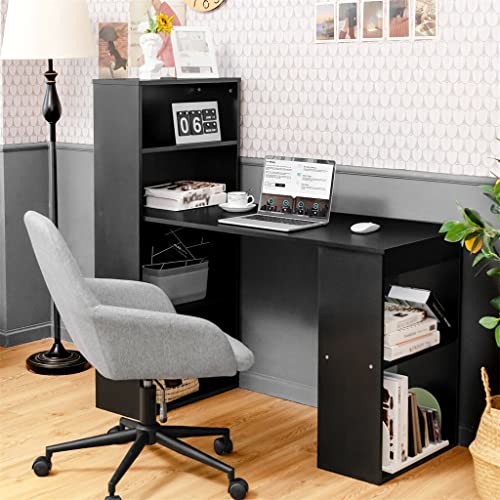 Computer Desk with 6 Tier Storage Shelves, Black T992352