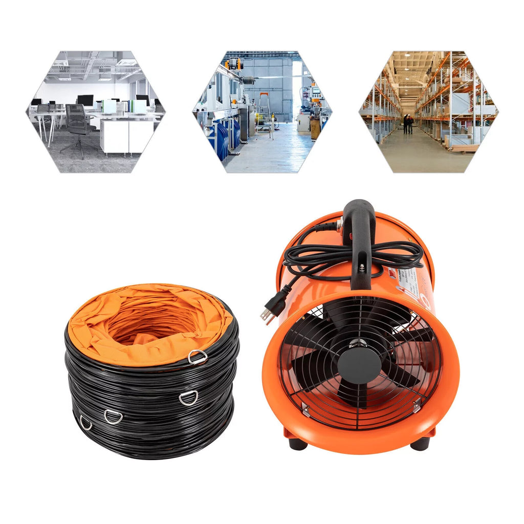 10 Inch Industrial Exhaust Fan Portable Ventilation Blower with 16 ft Duct Hose I233644