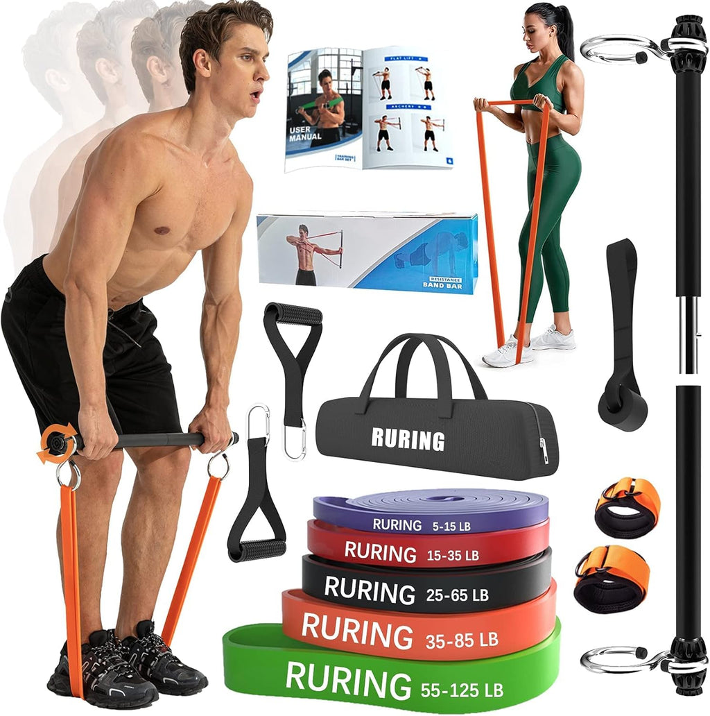 Resistance Bands Bar Set for Home Strength Training Full Body Workout H57427