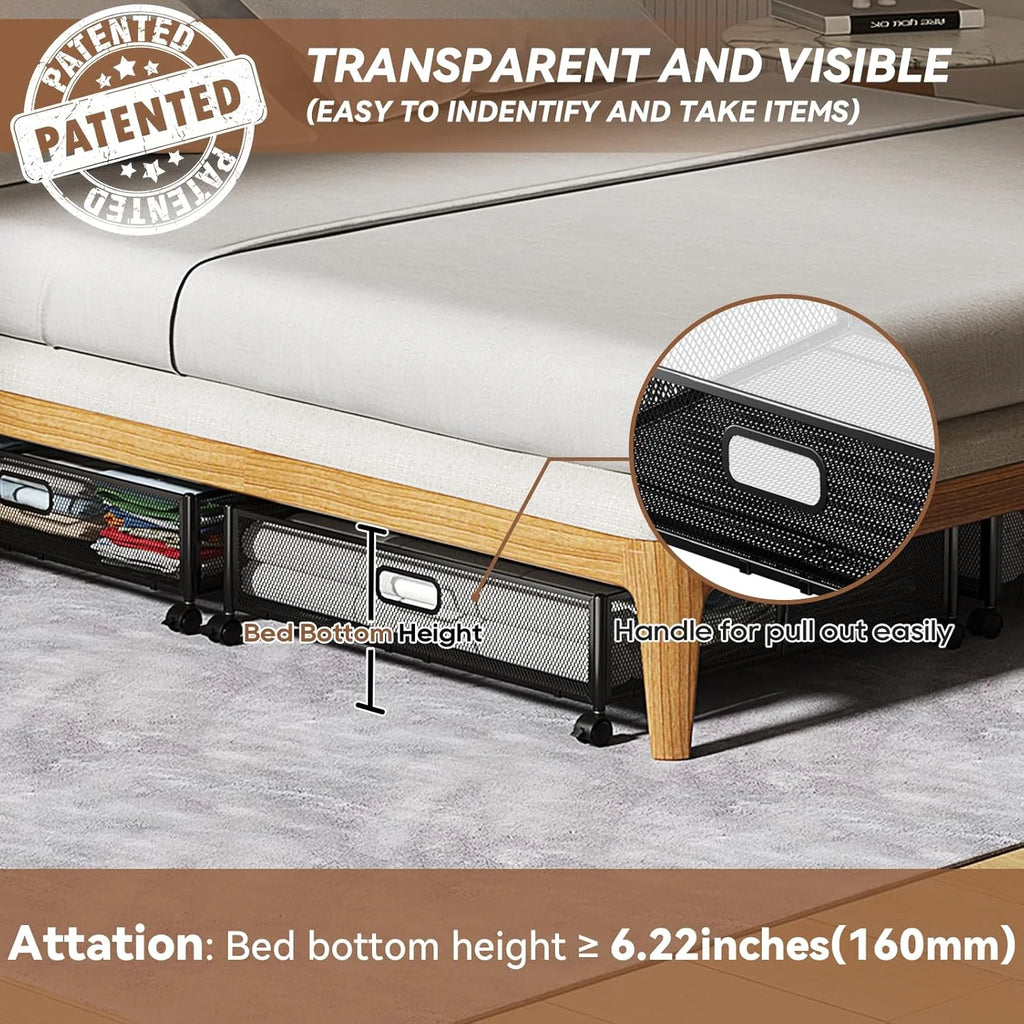 Under Bed Storage Containers with Wheels, 2-Pack B1329