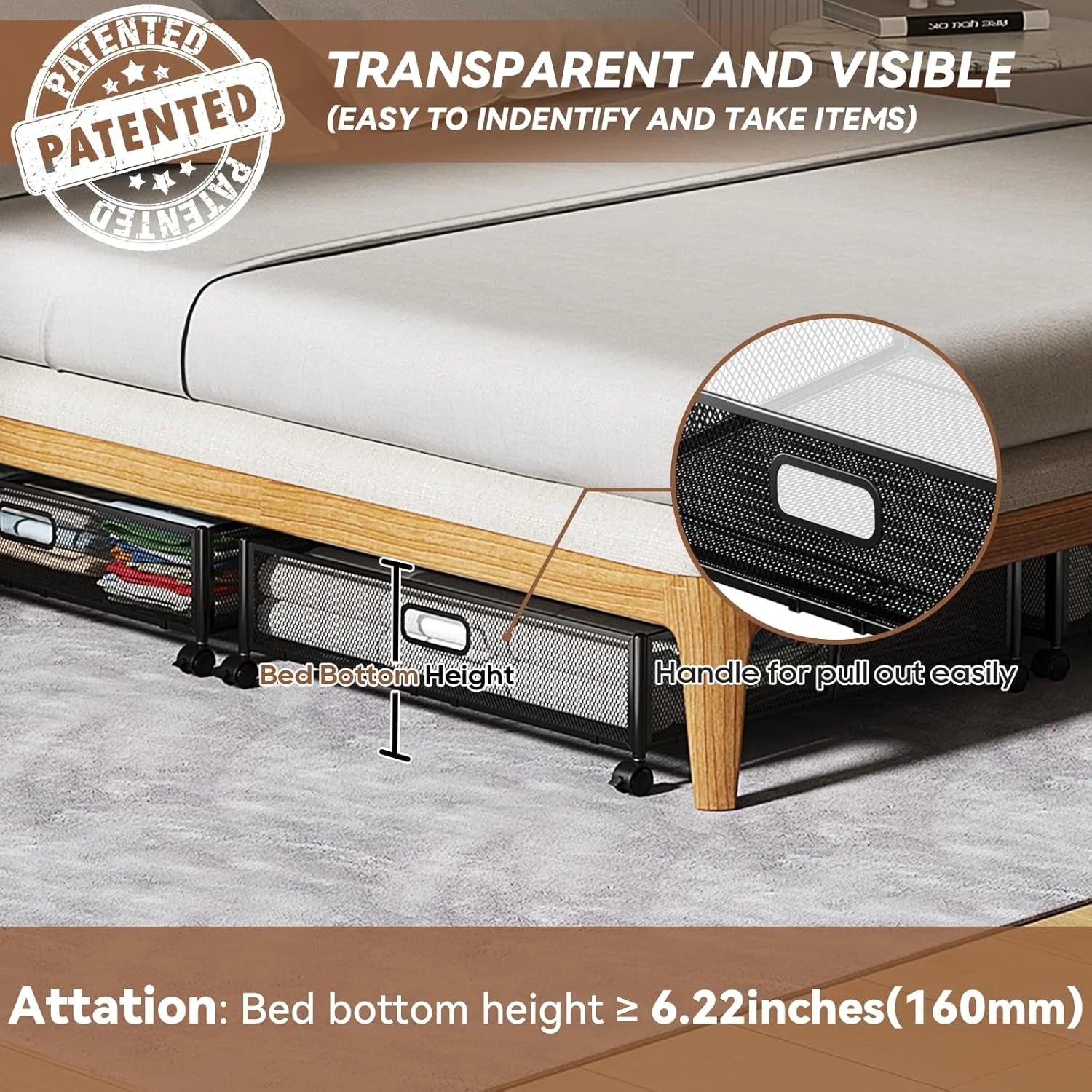 Under Bed Storage Containers with Wheels, 2-Pack B1329