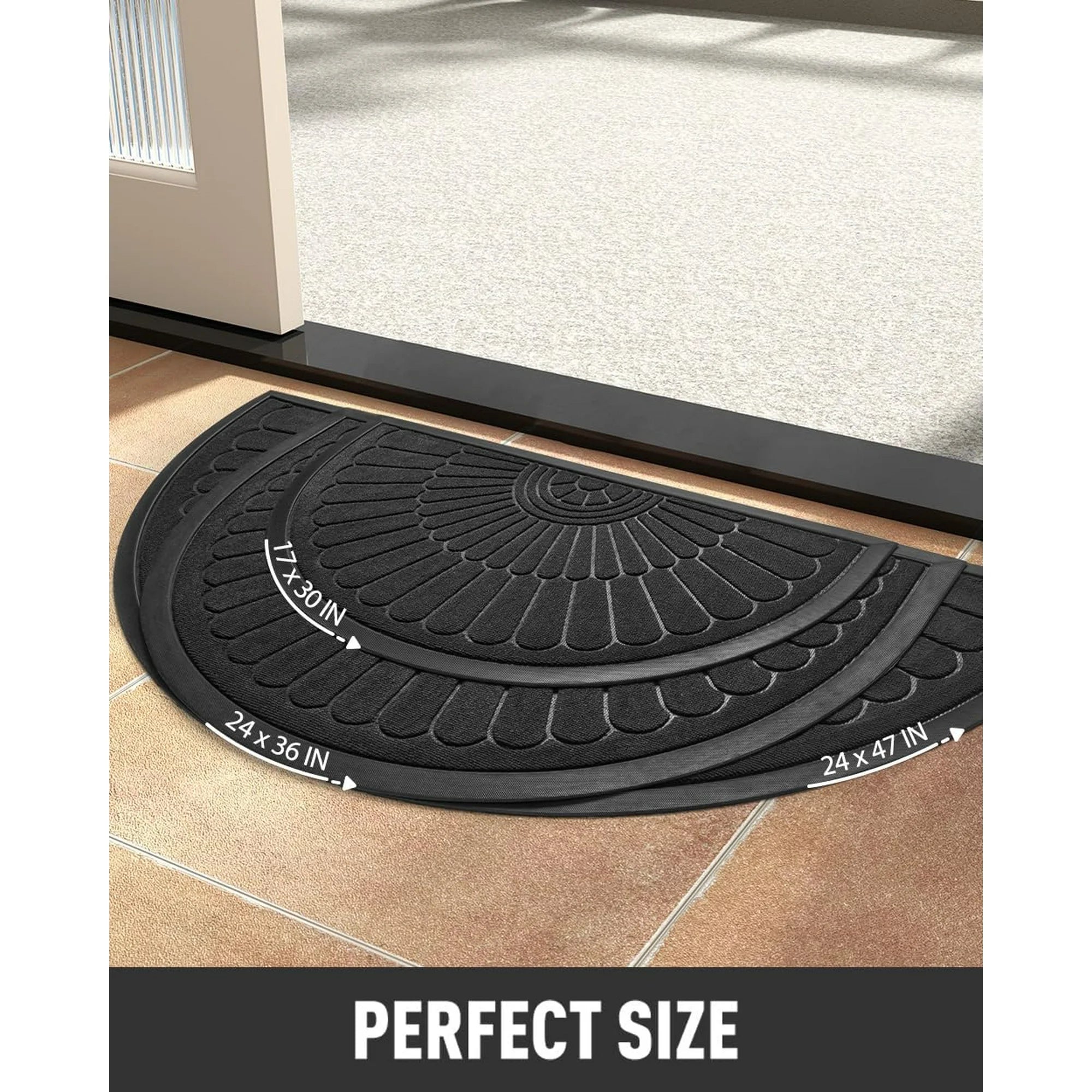 Semicircular Non Slip Rubber Door Mat for Outdoor Indoor Entrance W6008