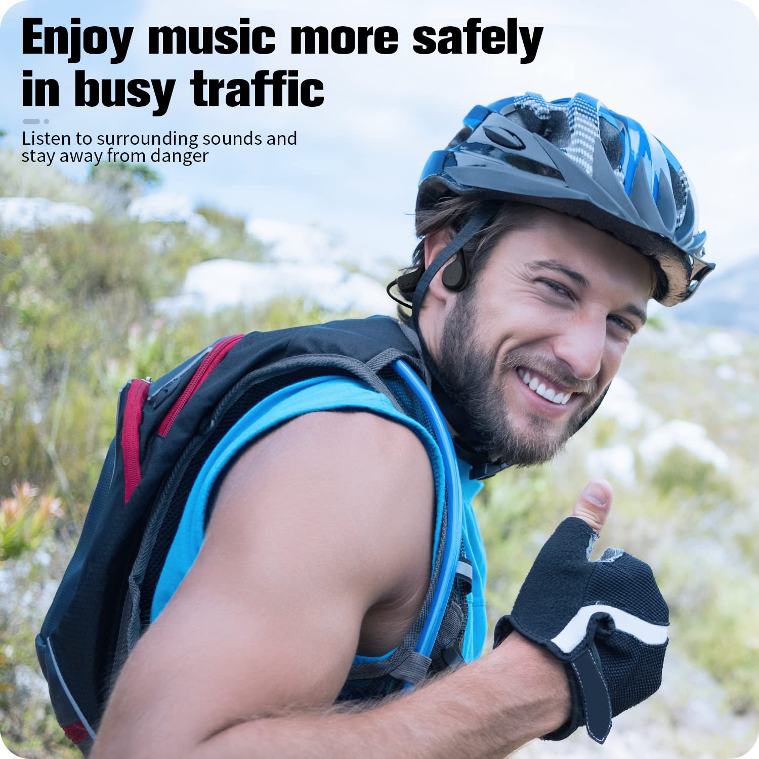 Wireless Bone Conduction Headphones, Open Ear, IP68 Waterproof, 32G Memory E168