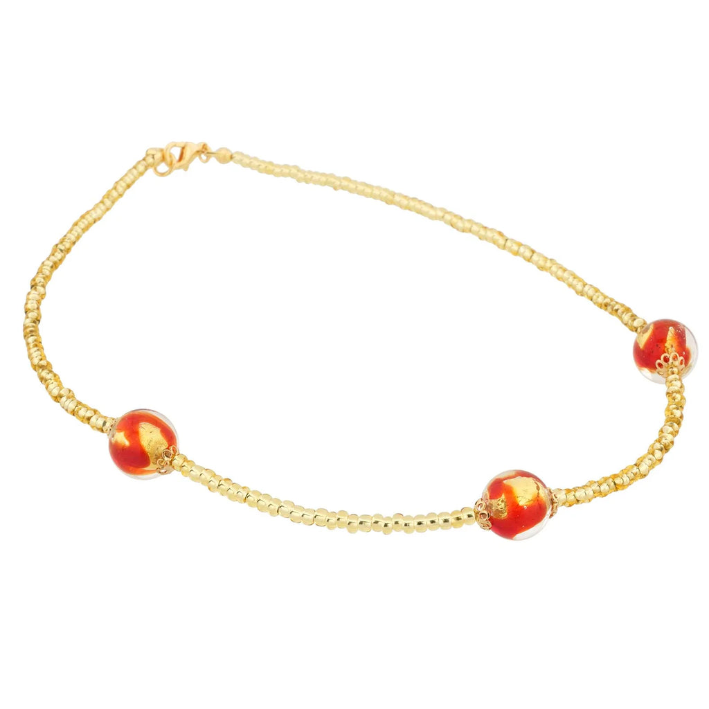 Murano Glass Red Balls Necklace B9628