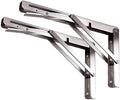 Toirxarn 10" Heavy Duty Folding Shelf Brackets - Stainless Steel Collapsible Bracket for Space Saving Wall Mounted Desk, DIY Workbench, Foldable Table & Countertop Extension, Max Load 330lb, Pack of 2