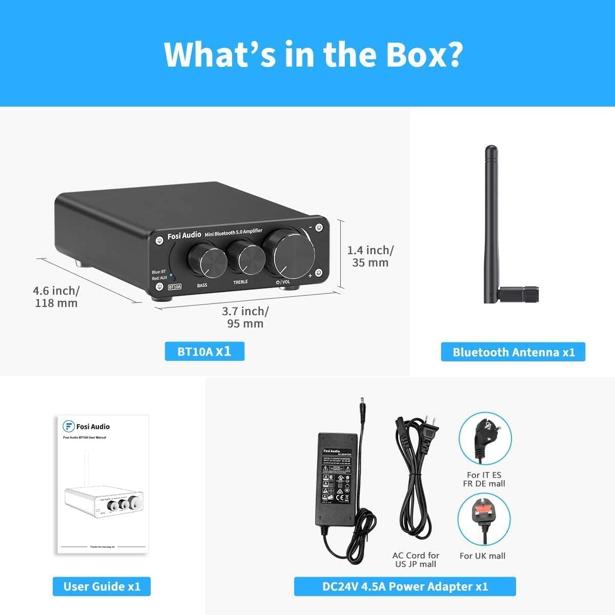 Bluetooth 5.0 Stereo Amplifier 100W 2.0 Channel Mini Class D L95992