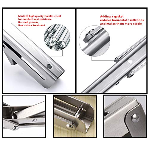 Folding Shelf Brackets 10" Stainless Steel, Max Load 330lb, Pack of 2 G138714