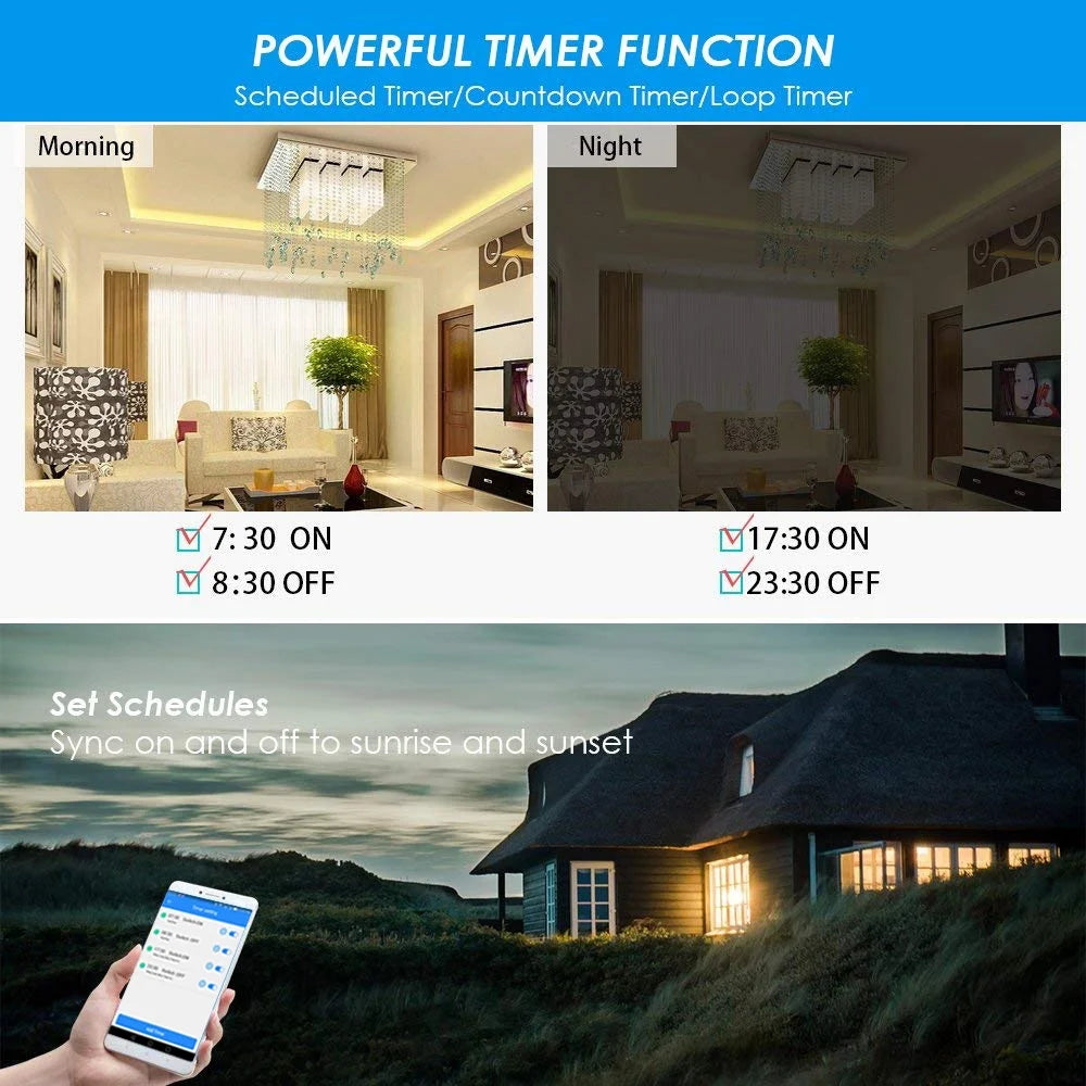 Smart Light Switch WiFi Wall Wireless 2-Gang with Remote Control and Timing Function E449633