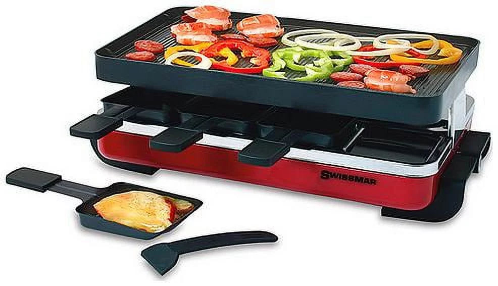 Raclette Grill Red Non-Stick Reversible 8 Person G139