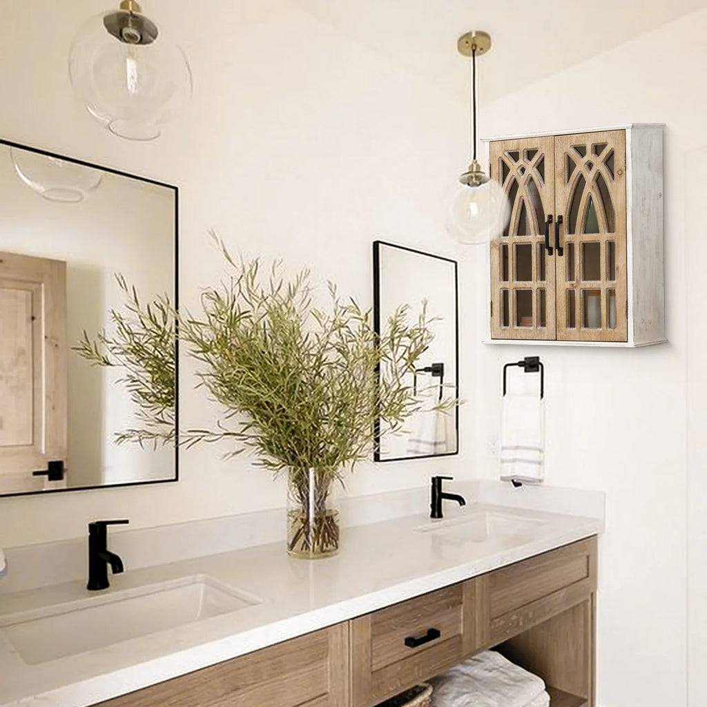 Southwestern Style White MDF 2-Door Wall Cabinet C317