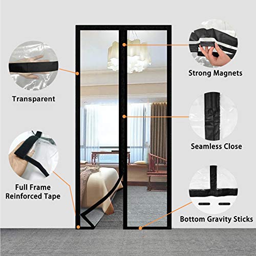 Magnetic Insulated Door Curtain, Self-Closing Screen Door, Fits 38" x 82" F321