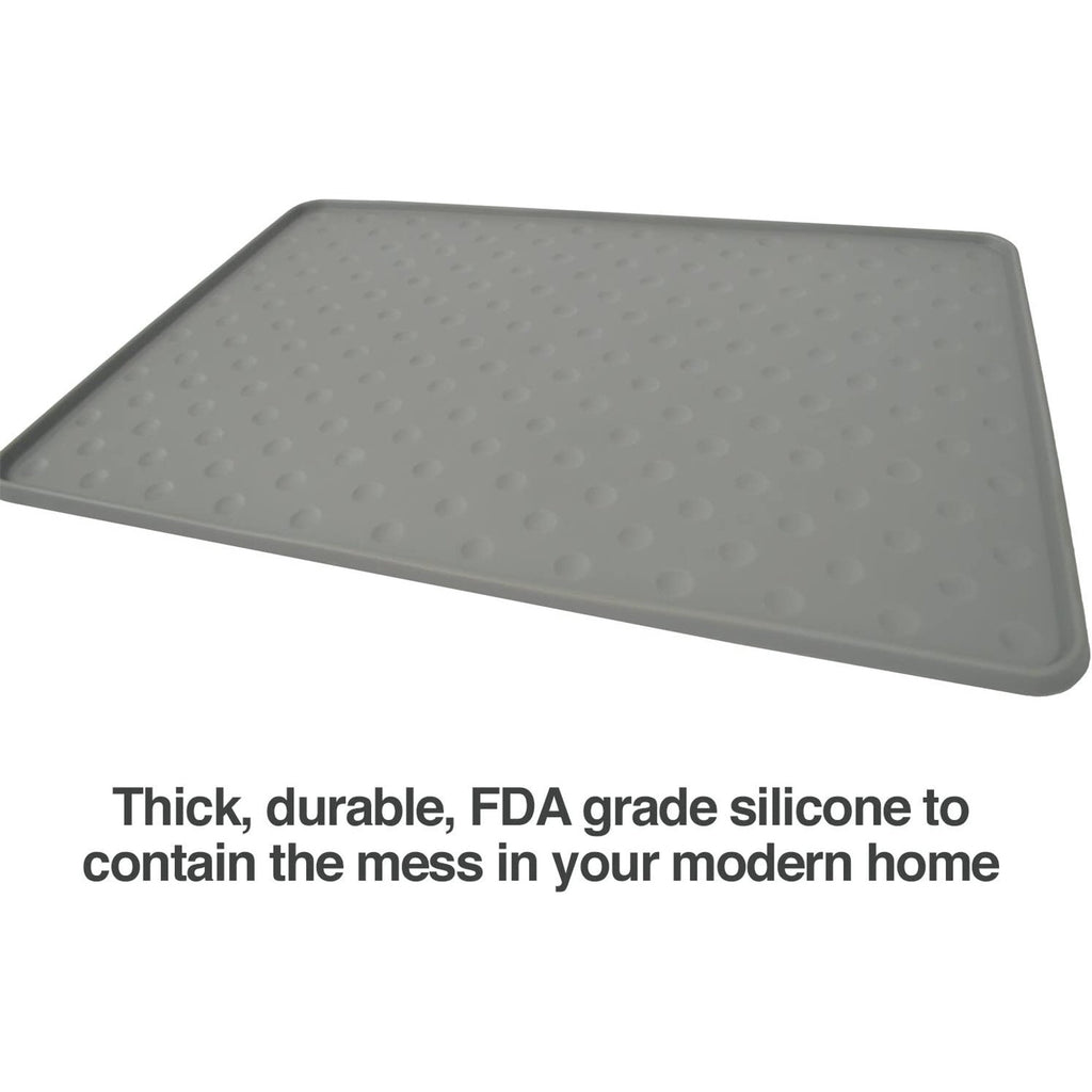 Large Dog Food Mat, Waterproof Silicone, Grey X9665