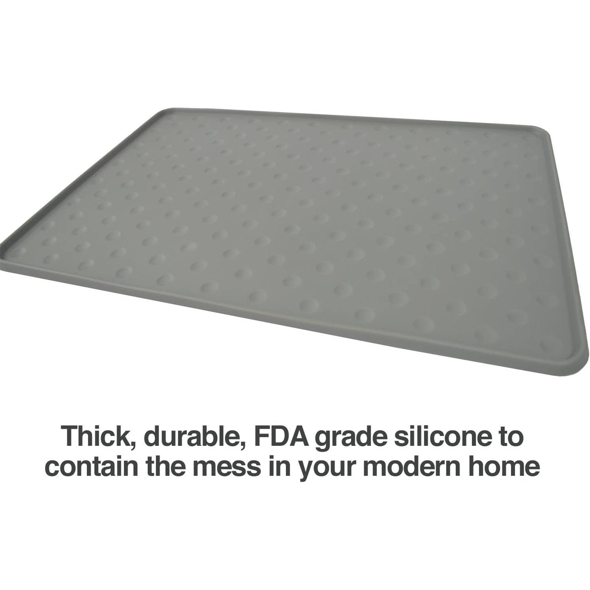 Large Dog Food Mat, Waterproof Silicone, Grey X9665