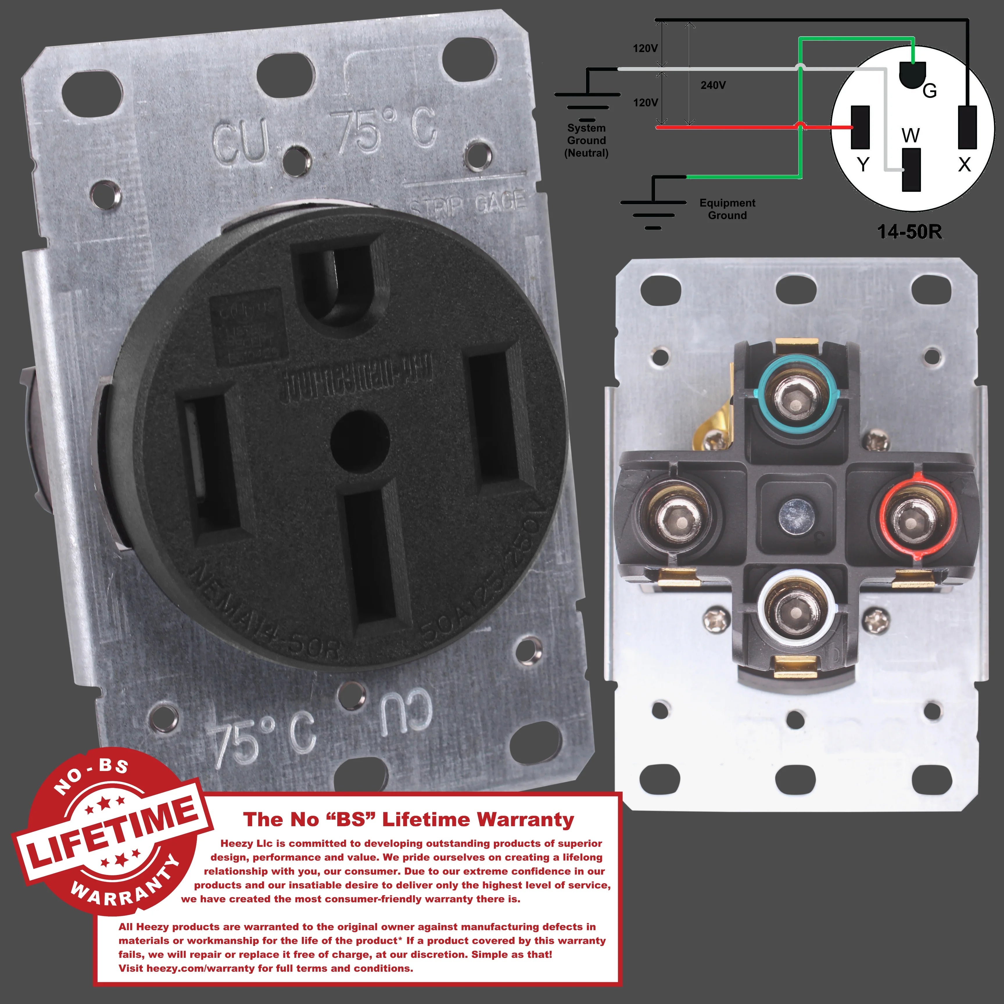 50A 240V NEMA 14-50 Receptacle for EV and RV A97868