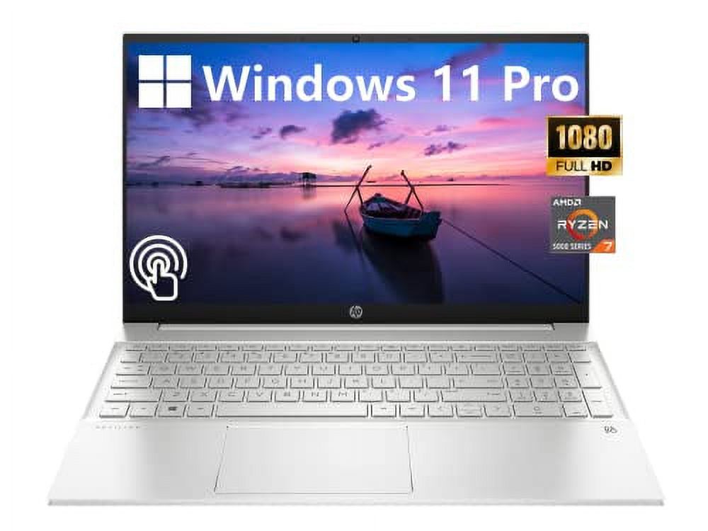 HP Pavilion 15.6" FHD Touchscreen Business Laptop, AMD Ryzen 7 5825U, Windows 11 Pro, 16GB RAM, 1TB SSD, Backlit Keyboard, Numeric Keypad, WiFi 6, Long Battery Life, 32GB USB Card