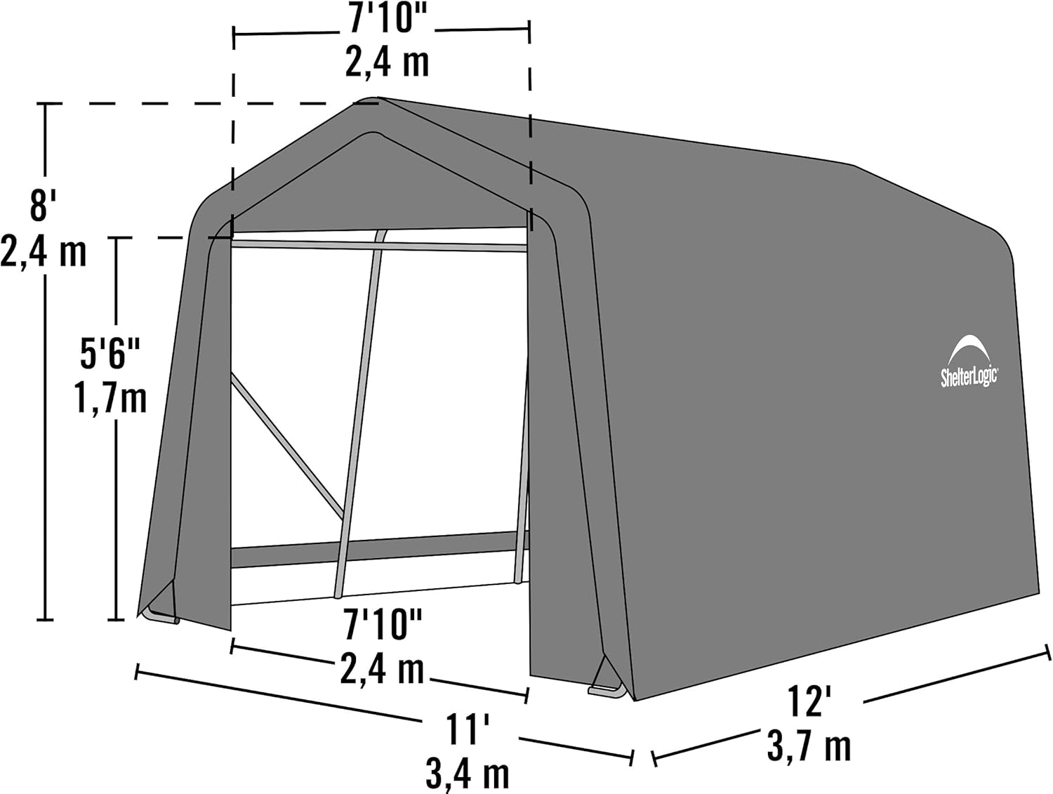 Grey 10x12x8 Peak Style Shelter X876