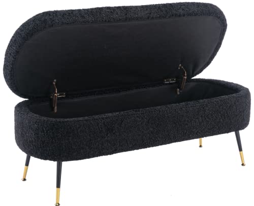 Modern Storage Bench with Metal Legs Upholstered Seating G77350