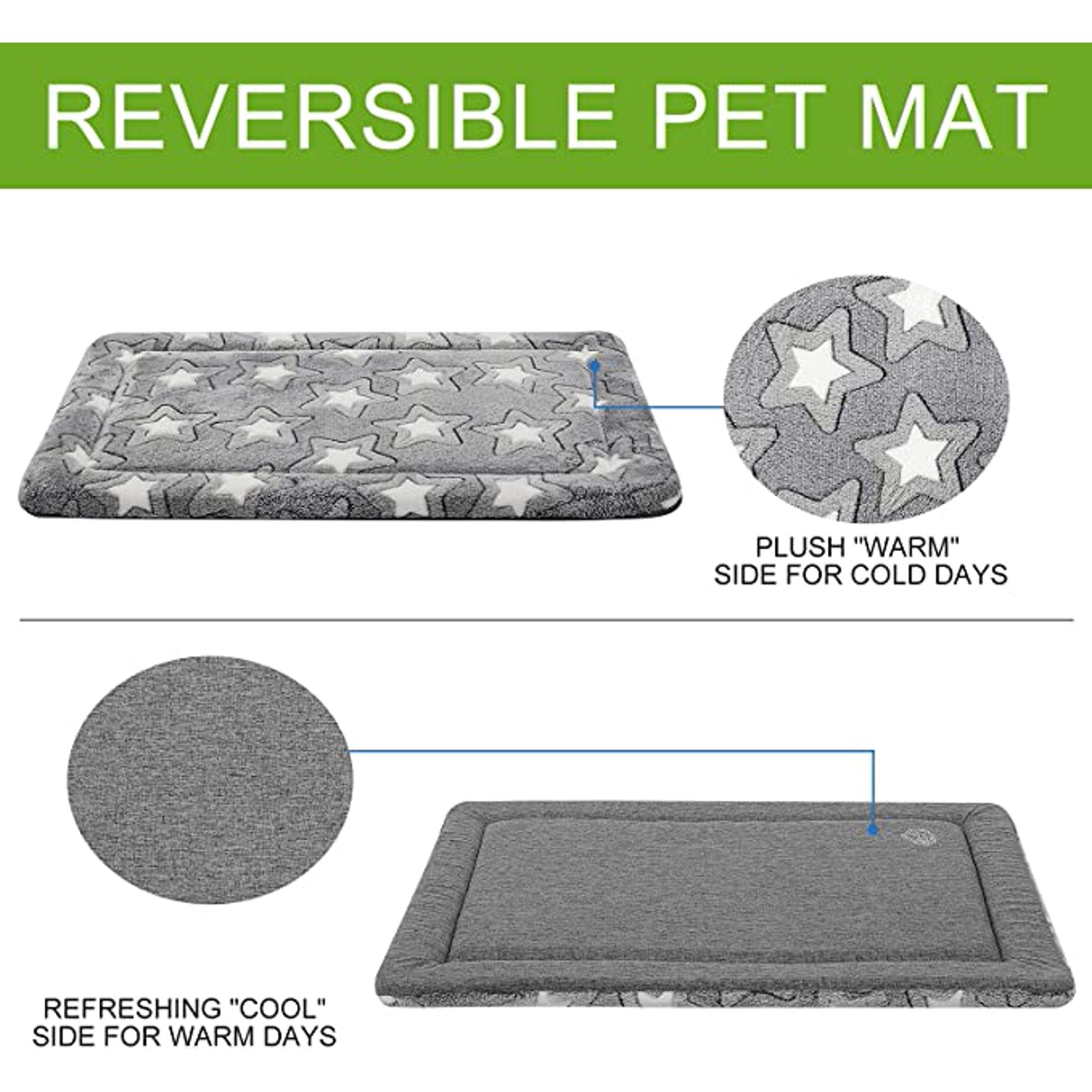 Reversible Kennel Mat for Dog Crate, Machine Washable, Grey Y203524