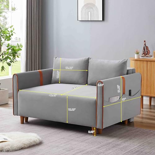Pull Out Sofa Bed, 3-in-1 Velvet Loveseat with Storage, Adjustable Backrest U6704
