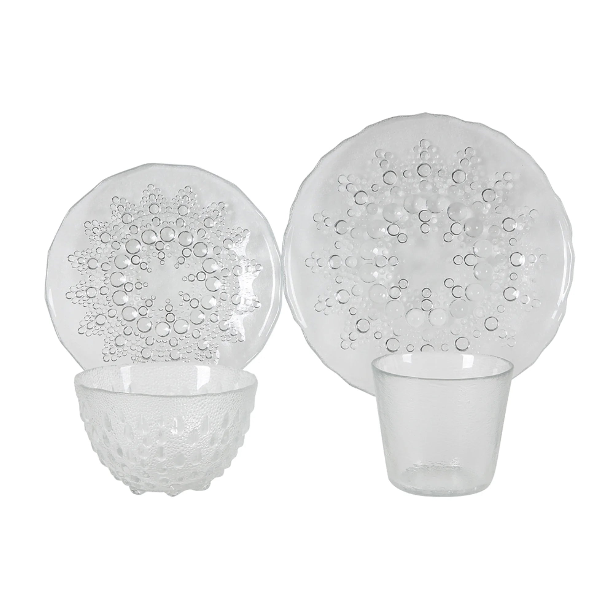 CC Home Furnishings Glass Dinnerware Set - 12.25" - Clear - 4ct