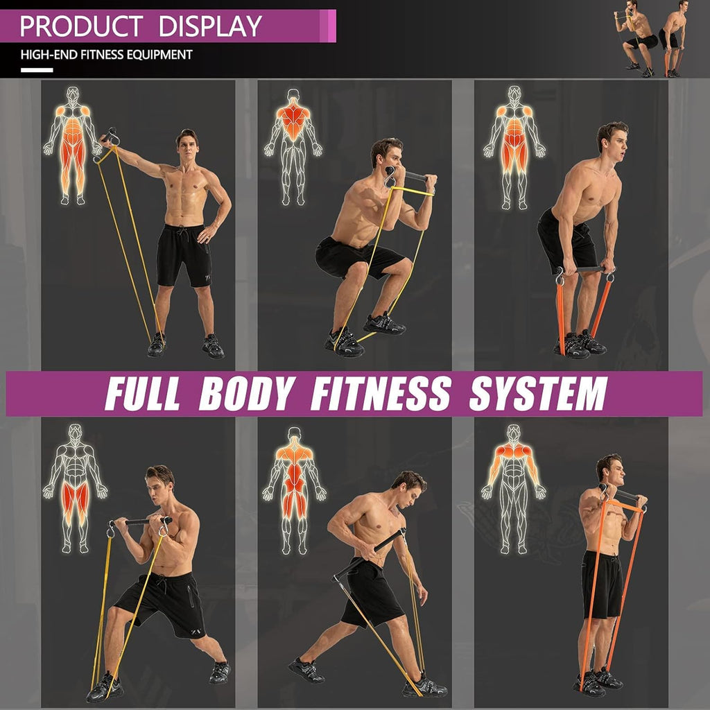 Resistance Bands Bar Set for Home Strength Training Full Body Workout H57427