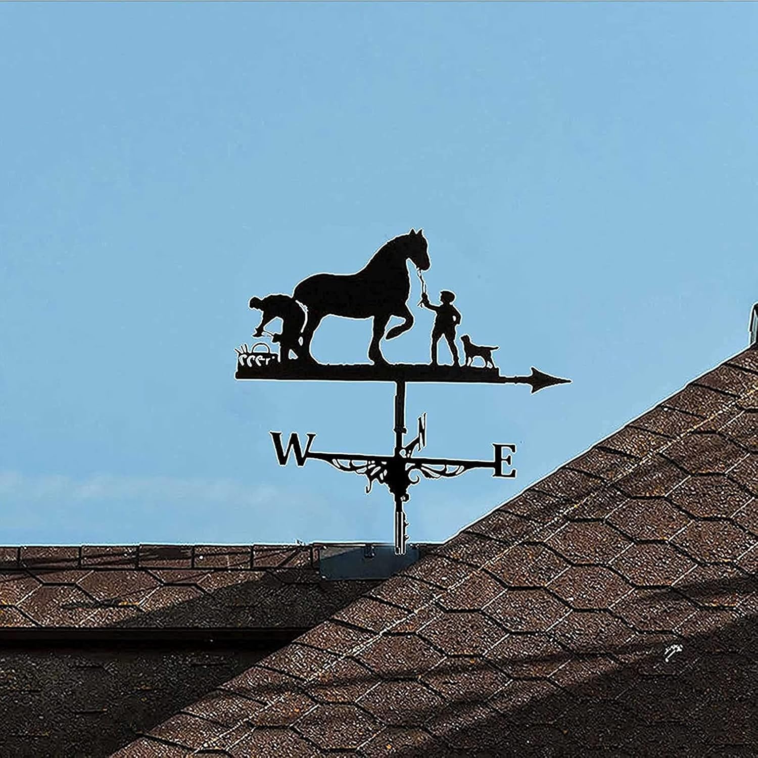 Metal Weathervane with Roof Mount for Garden Decor O489