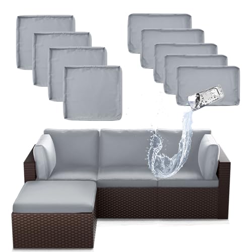 SUSIE'S GARDEN 9p Patio Cushion Covers Outdoor Patio Cushions Covers Replacement Waterproof with Zipper for 5 Pcs Patio Furniture Set, Slipcovers for Outdoor Cushions Covers Teal Blue, Covers Only