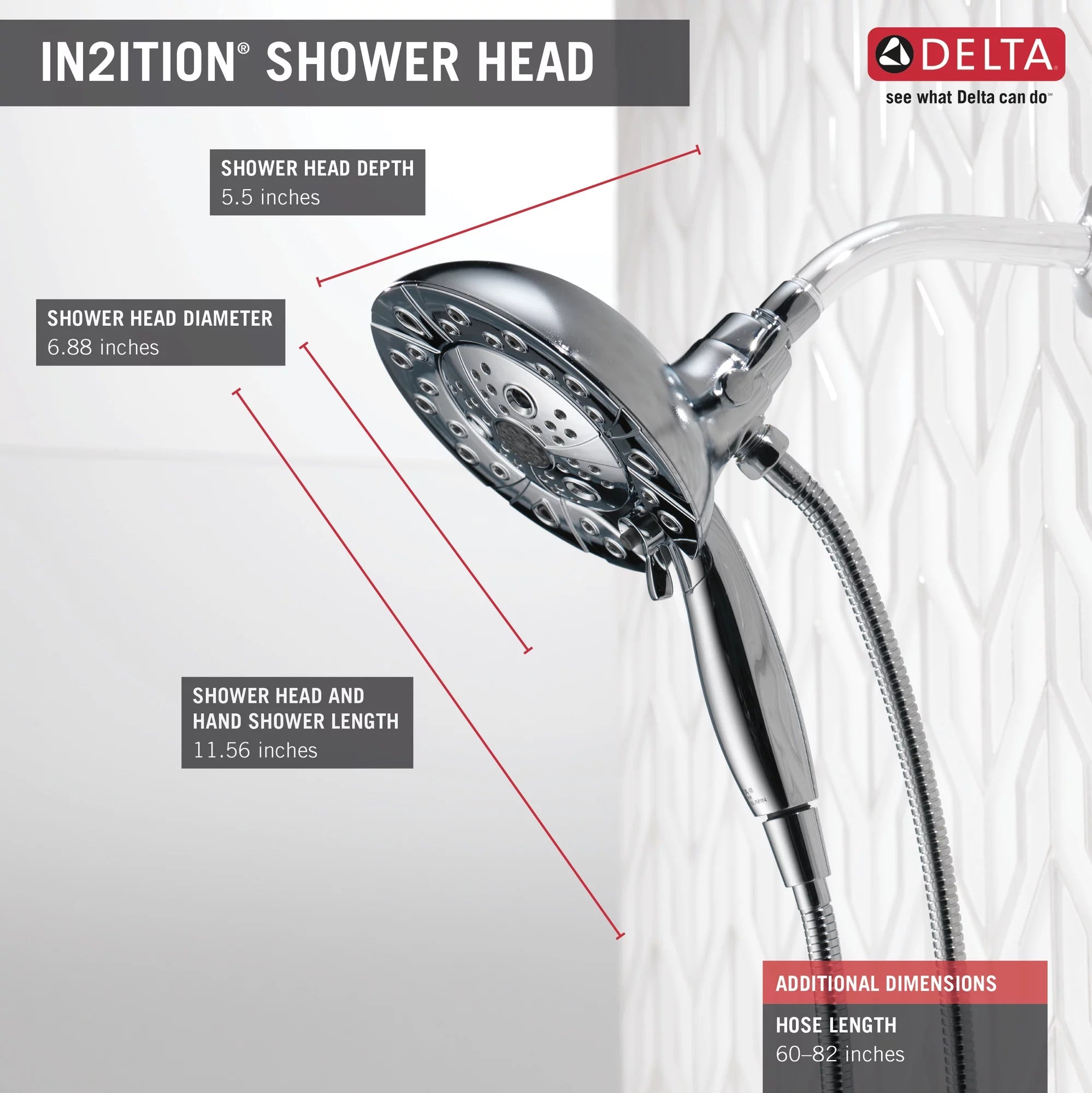 5-Spray Hand Shower and Shower Head Combo in Chrome L5559