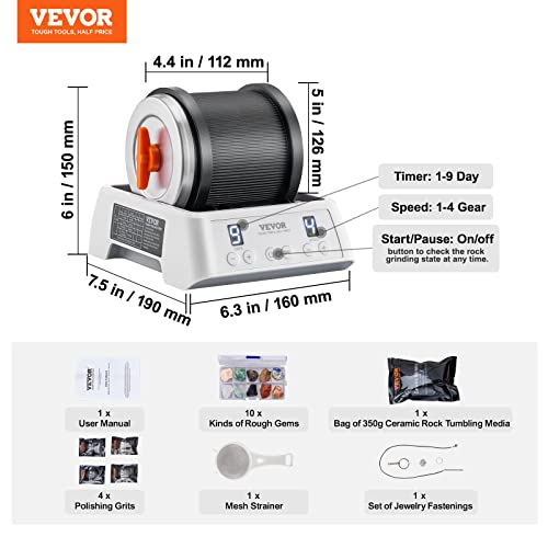 Rock Tumbler Kit with 4-Speed Timer and Polishing Accessories X2441