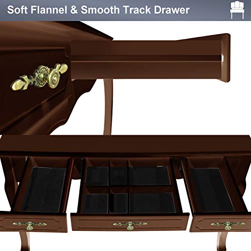 Vanity Beauty Station with Tri-Folding Mirrors, 7 Drawers and Cushioned Stool U884