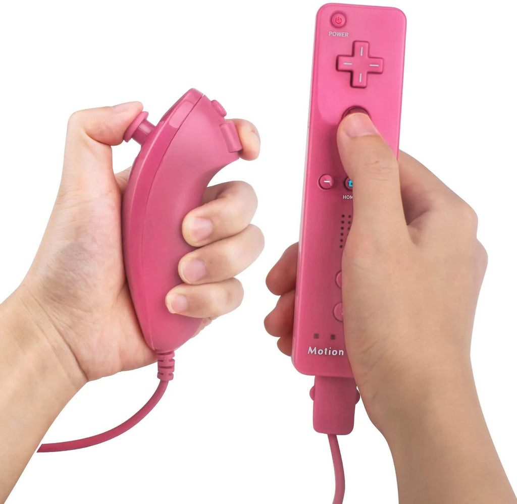 Wii Black Gaming Console with 2 Pink Controllers and Headset Bundle Y21338