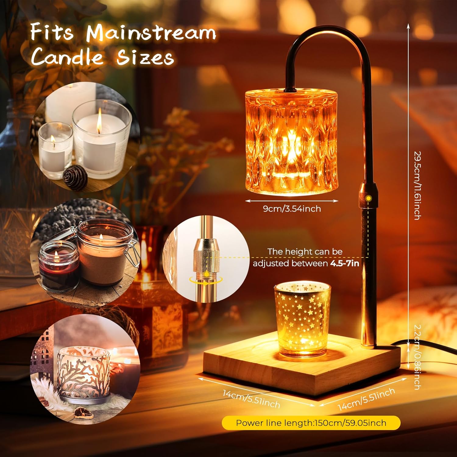 Candle Warmer Lamp with Timer and Adjustable Brightness H728305
