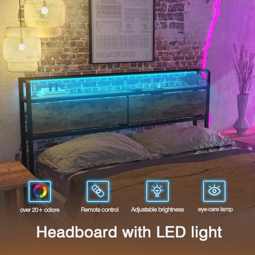 Queen Size Headboard with Storage and USB Lights W215
