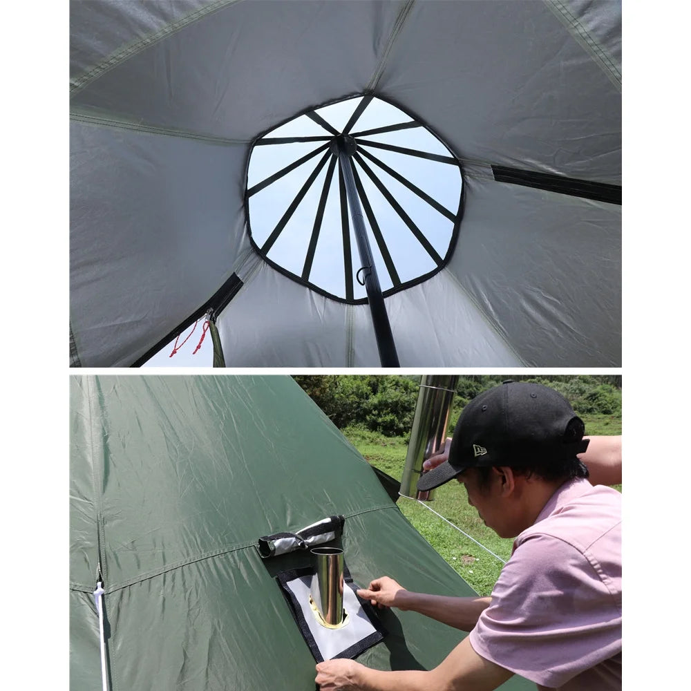 4 Season Waterproof Oxford Teepee Tent With Stove Jack for Camping Hiking B3124