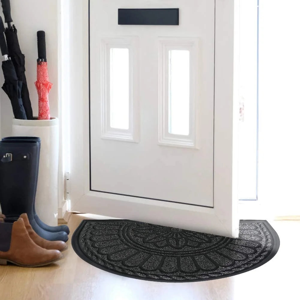 Half Round Door Mat, Non-Slip Rubber, Low-Profile for High Traffic Areas U904450