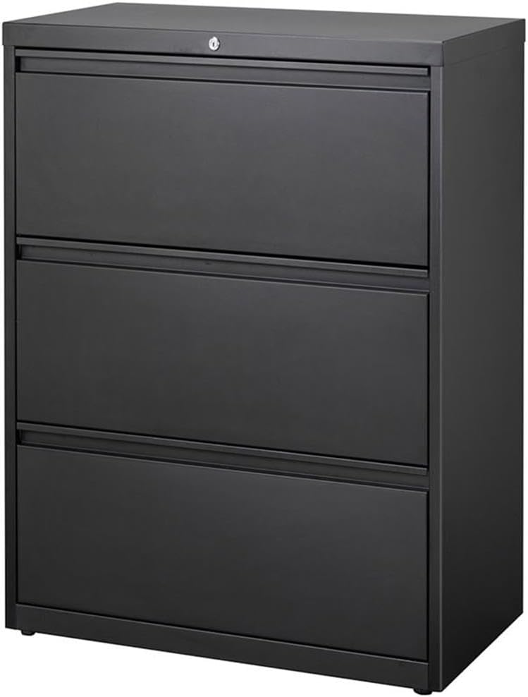 Hirsh 36-in Wide HL8000 Series Metal 3 Drawer Lateral File Cabinet Black