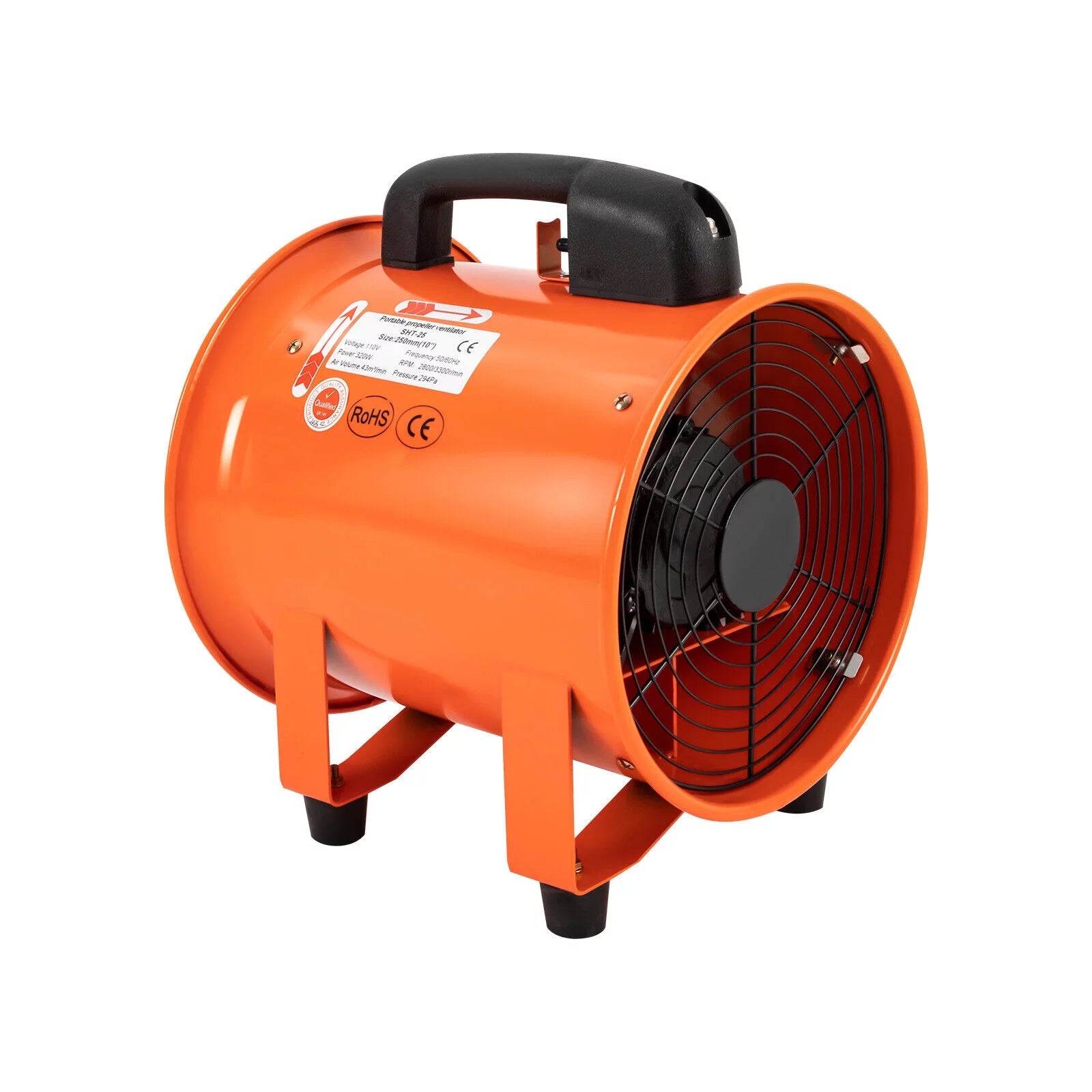 10 Inch Industrial Exhaust Fan Portable Ventilation Blower with 16 ft Duct Hose I233644