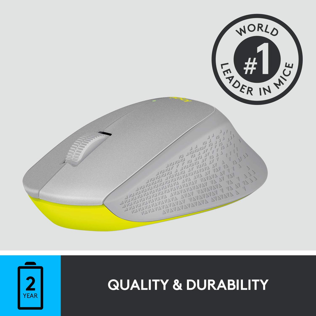 Wireless Mouse, 2.4GHz with USB Receiver, 1000 DPI Optical Tracking, Gray M8230