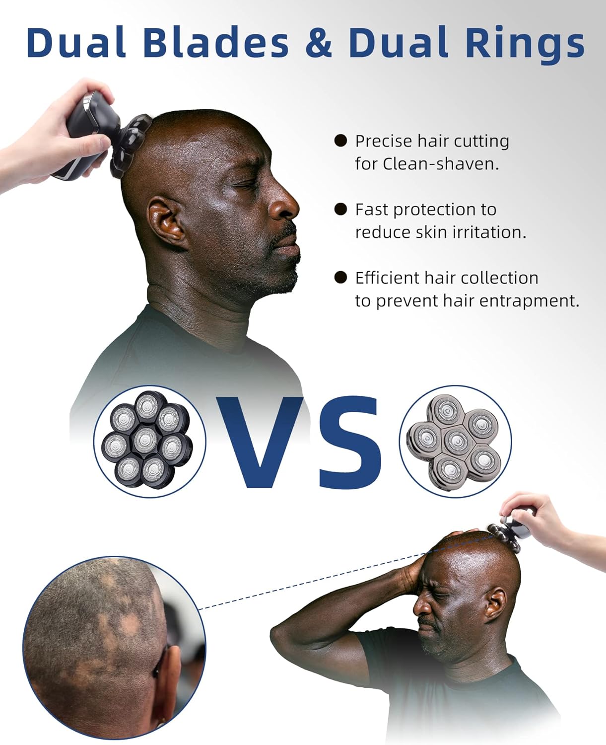 Electric Head Shaver for Bald Men, Cordless Rechargeable, Wet and Dry, 2 Pack Q368150