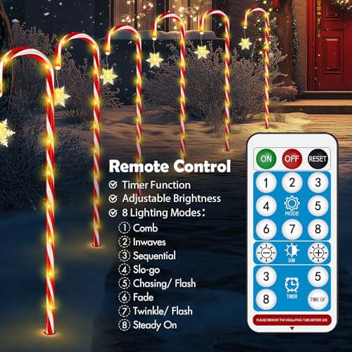 24 Pack Outdoor Christmas Candy Cane Lights 144LED Solar Pathway with Bowknot V1552