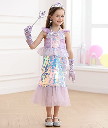 Mermaid Princess Sequins Party Dress for Toddler Girls Halloween Costume H4702