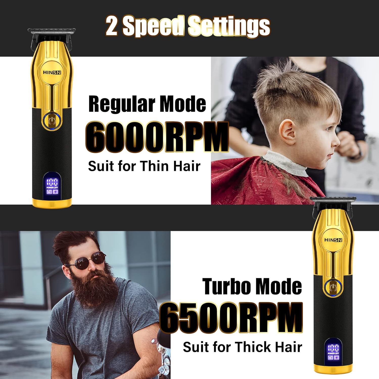 Men's Cordless Hair Clippers with LED Display, Low Noise Z557